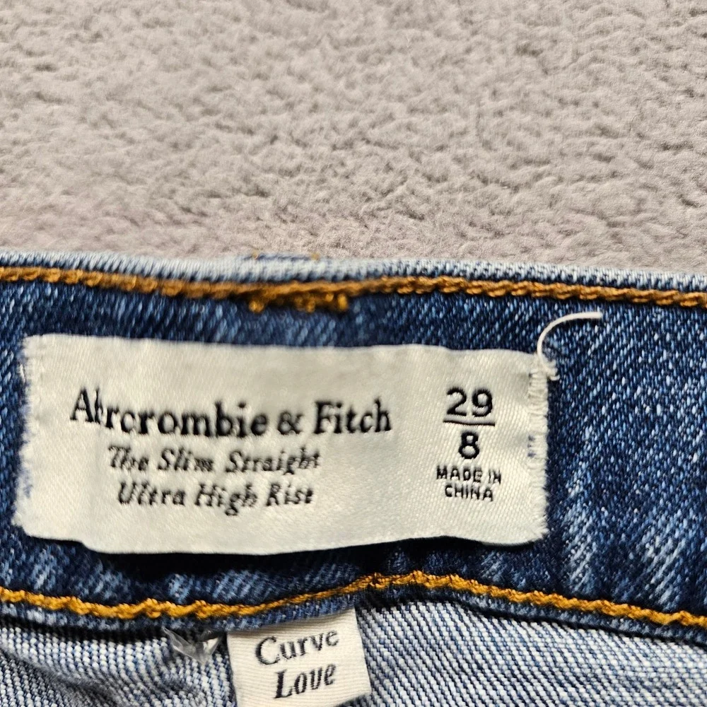 Abercrombie & Fitch Jeans Womens 29/8 The Slim Straight Blue Ultra High Rise EUC